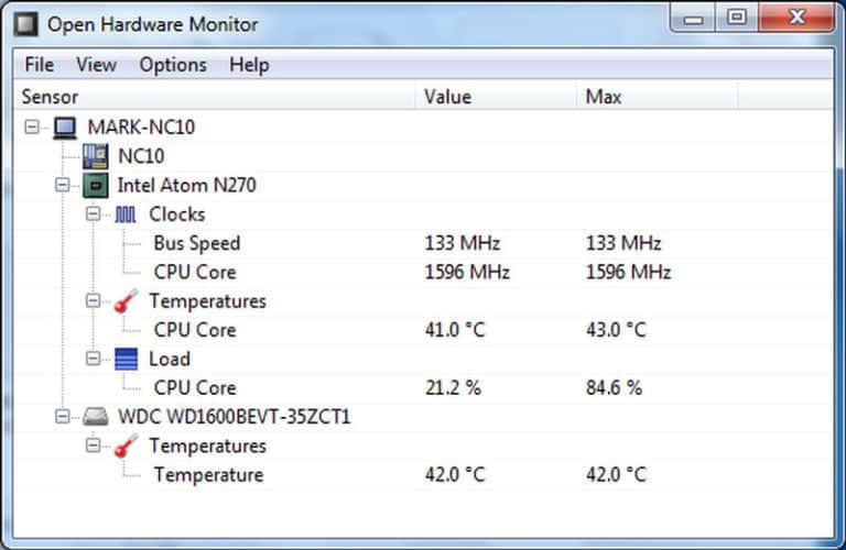 laptop temp monitor windows 10 in degrees